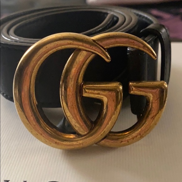 Gucci black leather double G buckle 1” - Picture 3 of 8